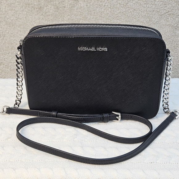 Michael Kors Handbags - Michael Kors Jet Set Large East West Black Saffiano Leather Crossbody Handbag